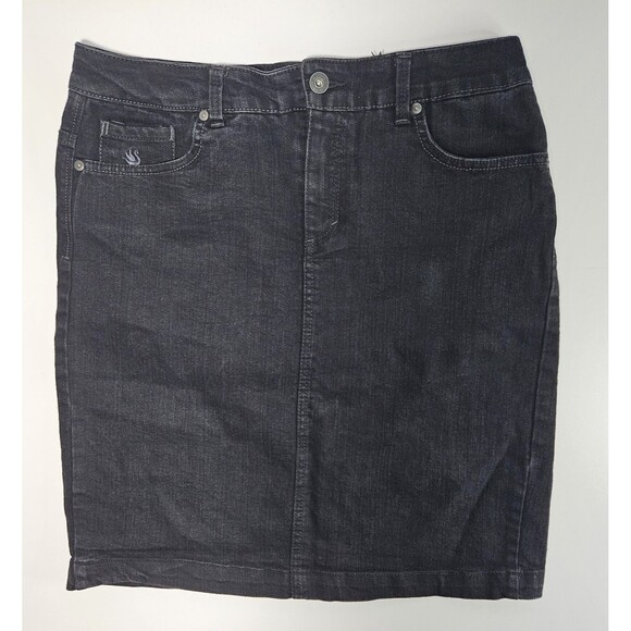Women’s Gloria Vanderbilt Amanda Drk Wash Jean Skirt W/Sequin - Size 8 C141 - Picture 1 of 7